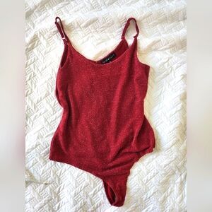 Sparkly Glitter Red Top Medium Bodysuit